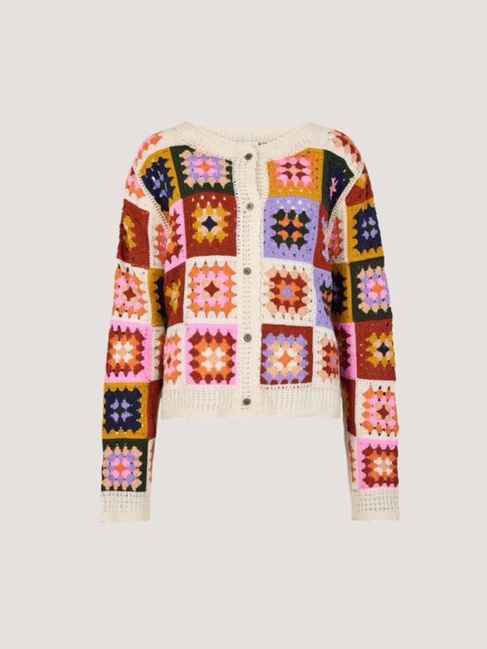 LAST ONE - APRICOT 🍑- Colourful Squares Crochet Cardigan - Picture 5 of 8